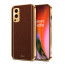 Vaku ® OnePlus Nord 2 Luxemberg Series Leather Stitched Gold Electroplated Soft TPU Back Cover