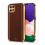 Vaku ® Samsung Galaxy A22 5G Luxemberg Series Leather Stitched Gold Electroplated Soft TPU Back Cover