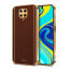 Vaku ® Redmi Note 9 Pro Max Luxemberg Series Leather Stitched Gold Electroplated Soft TPU Back Cover