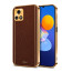 Vaku ® Vivo Y72 5G Luxemberg Series Leather Stitched Gold Electroplated Soft TPU Back Cover