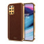 Vaku ® OnePlus 8T Luxemberg Leather Stitched Gold Electroplated Soft TPU Back Cover