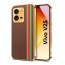 Vaku ® Vivo V25 5G Felix Line Leather Stitched Gold Electroplated Soft TPU Back Cover Case