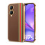 Vaku ® Vivo Y17s Felix Line Leather Stitched Gold Electroplated Soft TPU Back Cover Case