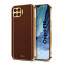 Vaku ® Oppo F17 Pro Luxemberg Series Leather Stitched Gold Electroplated Soft TPU Back Cover