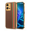 Vaku ® Vivo Y75 5G Felix Line Leather Stitched Gold Electroplated Soft TPU Back Cover Case