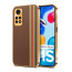 Vaku ® Xiaomi Redmi Note 11s Felix Line Leather Stitched Gold Electroplated Soft TPU Back Cover Case