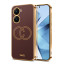 Vaku ® Vivo V29e 5G Skylar Leather Pattern Gold Electroplated Soft TPU Back Cover