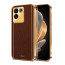 Vaku ® Vivo T2 Pro 5G Luxemberg Leather Pattern Gold Electroplated Soft TPU Back Cover