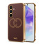 Vaku ® Samsung Galaxy A55 5G Skylar Leather Pattern Gold Electroplated Soft TPU Back Cover