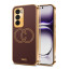 Vaku ® Oppo Reno12 5G Skylar Leather Pattern Gold Electroplated Soft TPU Back Cover