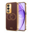 Vaku ® Oppo A3 Pro 5G Skylar Leather Pattern Gold Electroplated Soft TPU Back Cover