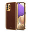 Vaku ® Samsung Galaxy A32 4G Luxemberg Series Leather Stitched Gold Electroplated Soft TPU Back Cover