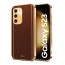 Vaku ® Samsung Galaxy S23 Luxemberg Series Leather Stitched Gold Electroplated Soft TPU Back Cover
