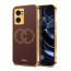 Vaku ® Oppo Reno7 5G Skylar Leather Pattern Gold Electroplated Soft TPU Back Cover