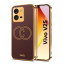 Vaku ® Vivo V25 5G Skylar Leather Pattern Gold Electroplated Soft TPU Back Cover