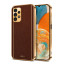 Vaku ® Samsung Galaxy A23 5G Luxemberg Series Leather Stitched Gold Electroplated Soft TPU Back Cover