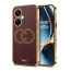 Vaku ® OnePlus Skylar Series Leather Stitched Gold Electroplated Soft TPU Back Cover