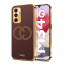Vaku ® Samsung Galaxy M34 5G Skylar Leather Pattern Gold Electroplated Soft TPU Back Cover