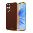 Vaku ® Oppo A17 Luxemberg Leather Pattern Gold Electroplated Soft TPU Back Cover