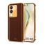 Vaku ® Vivo Y200 5G Luxemberg Leather Pattern Gold Electroplated Soft TPU Back Cover