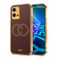 Vaku ® Vivo Y75 5G Skylar Leather Pattern Gold Electroplated Soft TPU Back Cover
