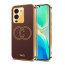 Vaku ® Vivo V25 Pro Skylar Leather Pattern Gold Electroplated Soft TPU Back Cover