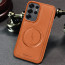 Vaku ® Samsung Galaxy S24 Ultra Maxtron Leather Stitched Magnetic Magsafe Non-Slip Grip Shockproof Back Cover