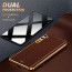 Vaku ® 2In1 Combo OnePlus Nord Luxemberg Leather Stitched Gold Electroplated Case with 9H Shatterproof Tempered Glass