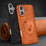Vaku ® Apple iPhone 16 Lion Embossed Luxury Designer Leather Protective Back Cover