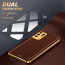 Vaku ® 2In1 Combo Oppo F19 Pro Plus Luxemberg Leather Stitched Gold Electroplated Case with with ESD Anti-Static Shatterproof Tempered Glass