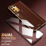Vaku ® 2In1 Combo Samsung Galaxy M31 Luxemberg Leather Stitched Gold Electroplated Case with 9H Shatterproof Tempered Glass