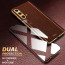 Vaku ® 2In1 Combo OnePlus Nord CE Luxemberg Leather Stitched Gold Electroplated Case with 9H Shatterproof Tempered Glass