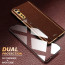Vaku ® 2In1 Combo OnePlus Nord Luxemberg Leather Stitched Gold Electroplated Case with 9H Shatterproof Tempered Glass