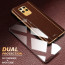Vaku ® 2In1 Combo Xiaomi Redmi Note 9 Pro Max Luxemberg Leather Stitched Gold Electroplated Case with 9H Shatterproof Tempered Glass