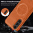 Vaku ® Samsung Galaxy S23 Maxtron Leather Stitched Magnetic Magsafe Non-Slip Grip Shockproof Back Cover