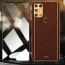 Vaku ® 2In1 Combo Samsung Galaxy M31 Luxemberg Leather Stitched Gold Electroplated Case with 9H Shatterproof Tempered Glass