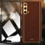 Vaku ® 2In1 Combo OnePlus Nord CE Luxemberg Leather Stitched Gold Electroplated Case with 9H Shatterproof Tempered Glass