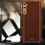 Vaku ® 2In1 Combo OnePlus Nord Luxemberg Leather Stitched Gold Electroplated Case with 9H Shatterproof Tempered Glass