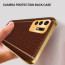 Vaku ® 2In1 Combo Oppo F19 Pro Plus Luxemberg Leather Stitched Gold Electroplated Case with with ESD Anti-Static Shatterproof Tempered Glass