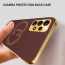 Vaku ® 2In1 Combo Samsung Galaxy A32 4G Skylar Leather Stitched Gold Electroplated Case with with ESD Anti-Static Shatterproof Tempered Glass
