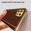 Vaku ® 2In1 Combo Samsung Galaxy A22 5G Luxemberg Leather Stitched Gold Electroplated Case with with ESD Anti-Static Shatterproof Tempered Glass