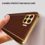 Vaku ® 2In1 Combo Oppo F17 Pro Luxemberg Leather Stitched Gold Electroplated Case with 9H Shatterproof Tempered Glass