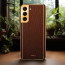 Vaku ® Samsung Galaxy S22 Plus Luxemberg Series Leather Stitched Gold Electroplated Soft TPU Back Cover