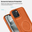 Vaku ® Apple iPhone 15 Maxtron Leather Stitched Magnetic Magsafe Non-Slip Grip Shockproof Back Cover