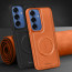 Vaku ® Samsung Galaxy S25 Maxtron Leather Stitched Magnetic Magsafe Non-Slip Grip Shockproof Back Cover