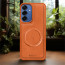Vaku ® Samsung Galaxy S25 Maxtron Leather Stitched Magnetic Magsafe Non-Slip Grip Shockproof Back Cover