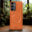 Vaku ® Samsung Galaxy S24 Maxtron Leather Stitched Magnetic Magsafe Non-Slip Grip Shockproof Back Cover
