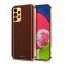 Vaku ® Samsung Galaxy A52s Luxemberg Series Leather Stitched Gold Electroplated Soft TPU Back Cover
