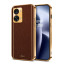 Vaku ® OnePlus Nord 2T 5G Luxemberg Series Leather Stitched Gold Electroplated Soft TPU Back Cover