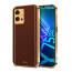 Vaku ® Vivo Y75 5G Luxemberg Series Leather Stitched Gold Electroplated Soft TPU Back Cover
